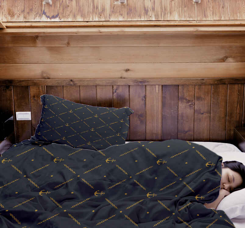 Manta terapéutica original - Funda de algodón azul con ancla