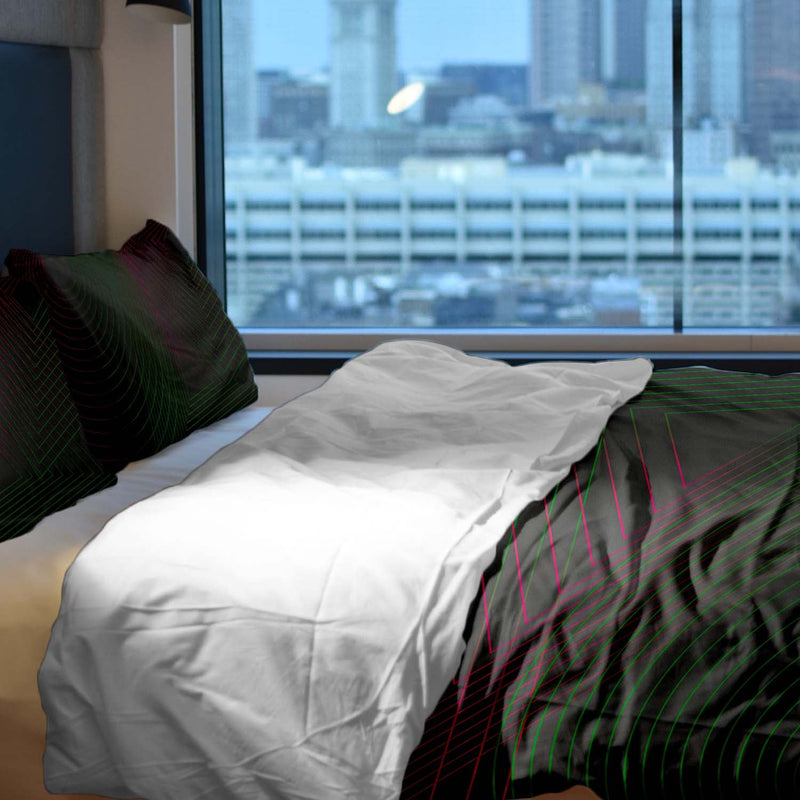 Juego de ropa de cama con mantas terapéuticas, degradado de colores y formas