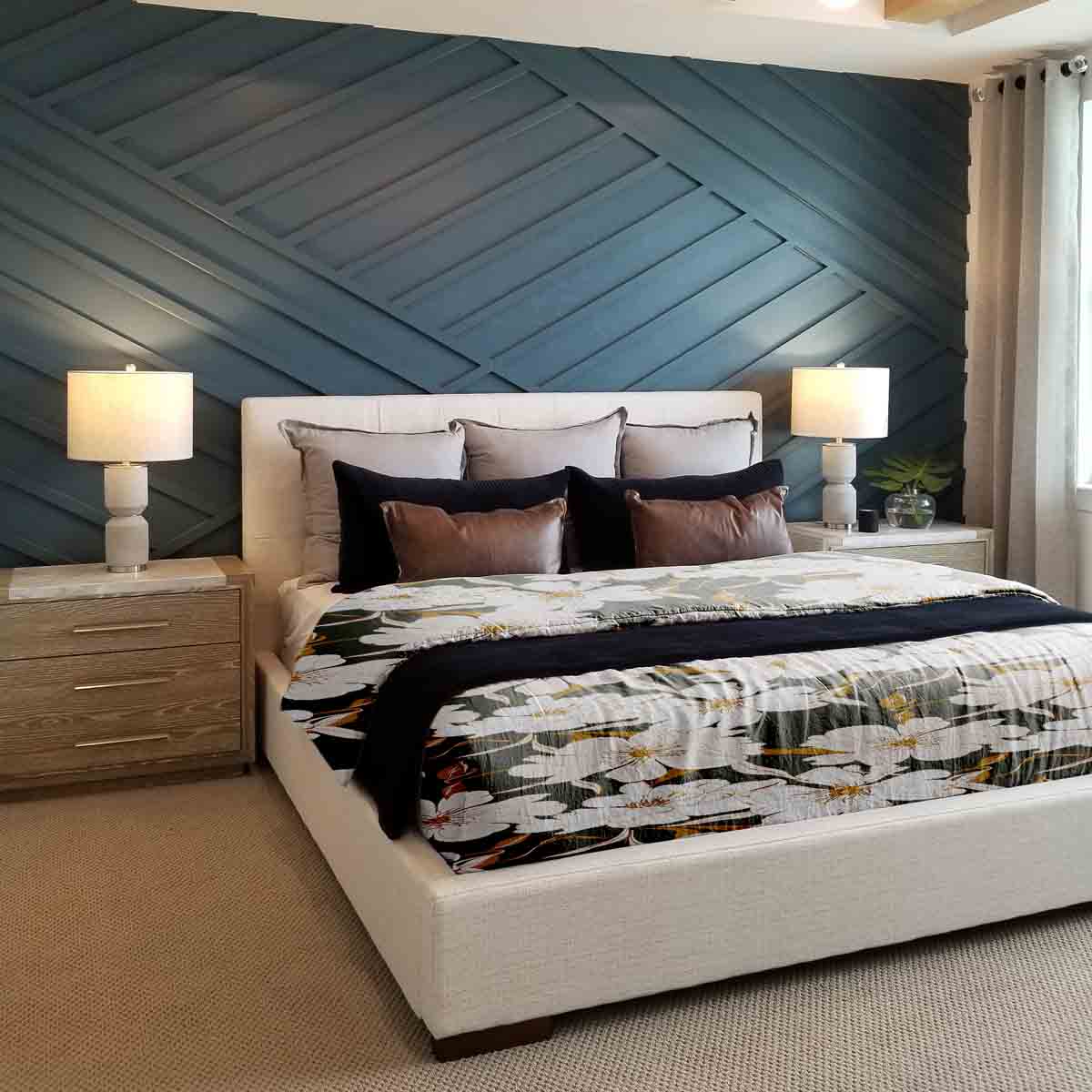 Set de ropa de cama con manta terapéutica y flores de áster rosa