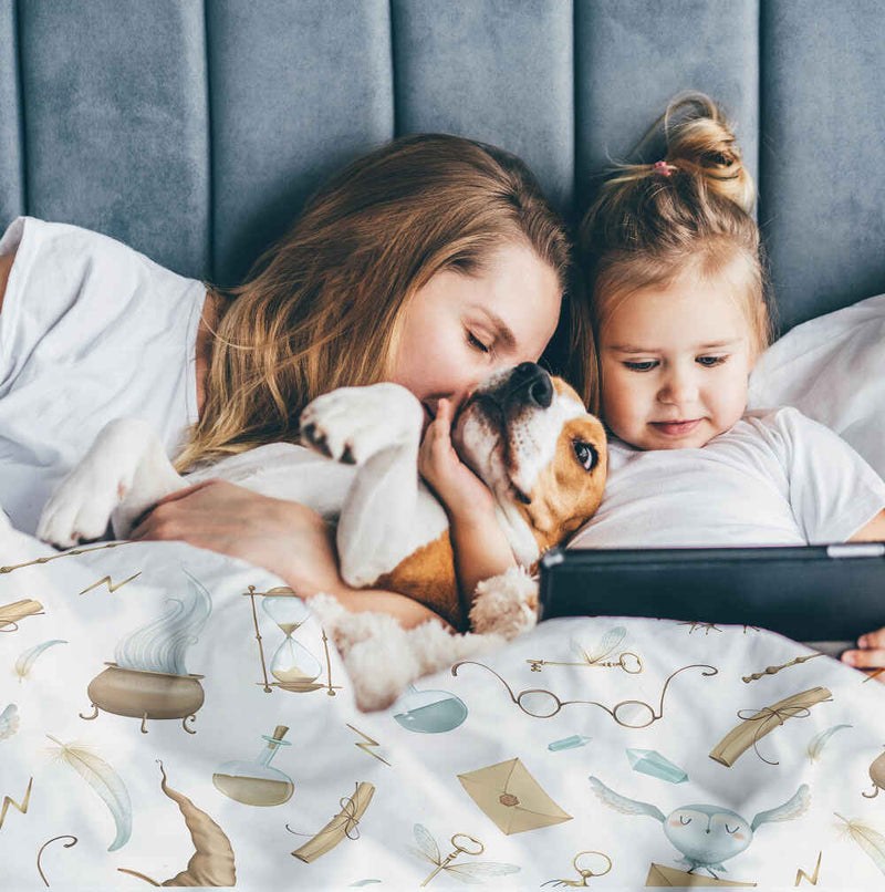 Set de ropa de cama con manta terapéutica blanca cosas mágicas