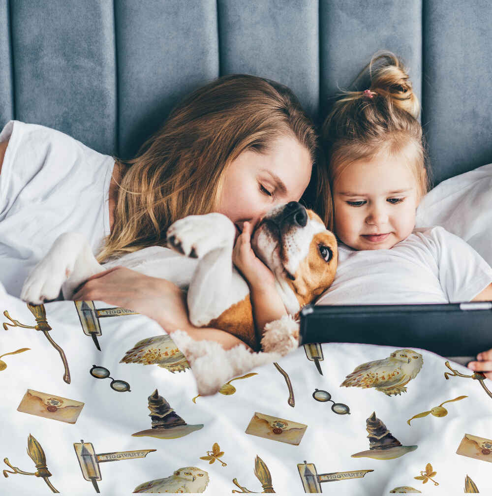 Manta terapéutica original - Funda de algodón blanca con búhos