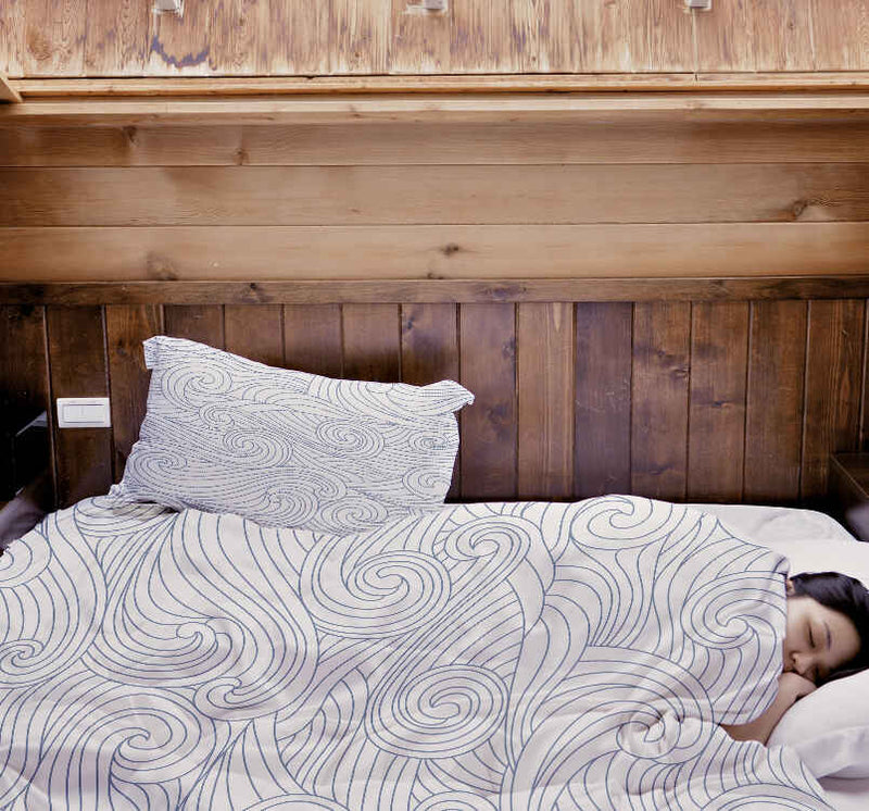 Juego de ropa de cama con manta terapéutica ondas azules