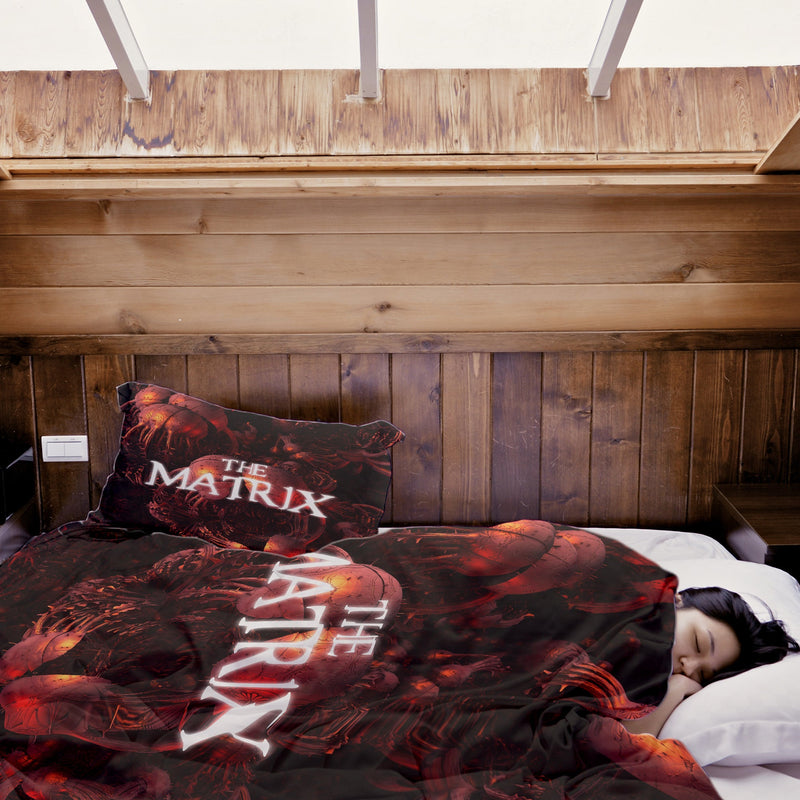 Set de ropa de cama con manta terapéutica rojo The Matrix Schriftzug