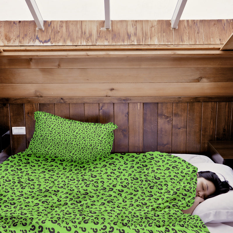 Juego de ropa de cama para terapia en verde claro con signo de interrogación