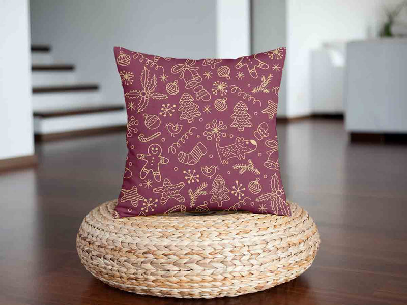 Almohada de salud roja con divertidos motivos navideños