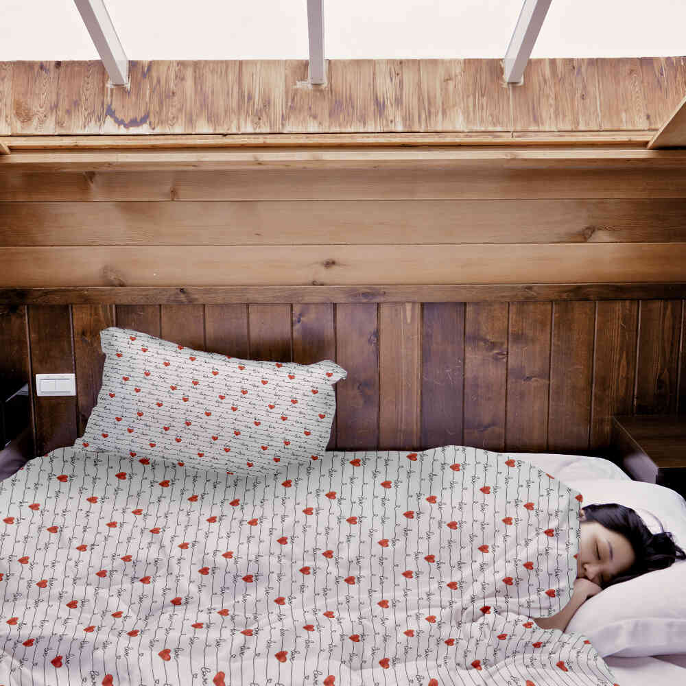 Set de ropa de cama con manta terapéutica blanca con inscripción Love
