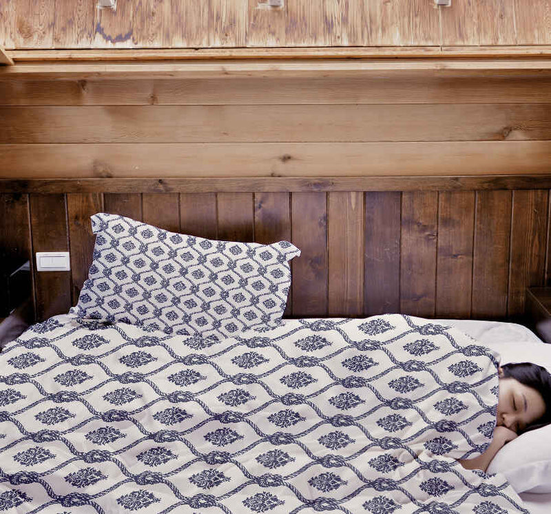 Juego de ropa de cama con manta terapéutica patrón marinero azul