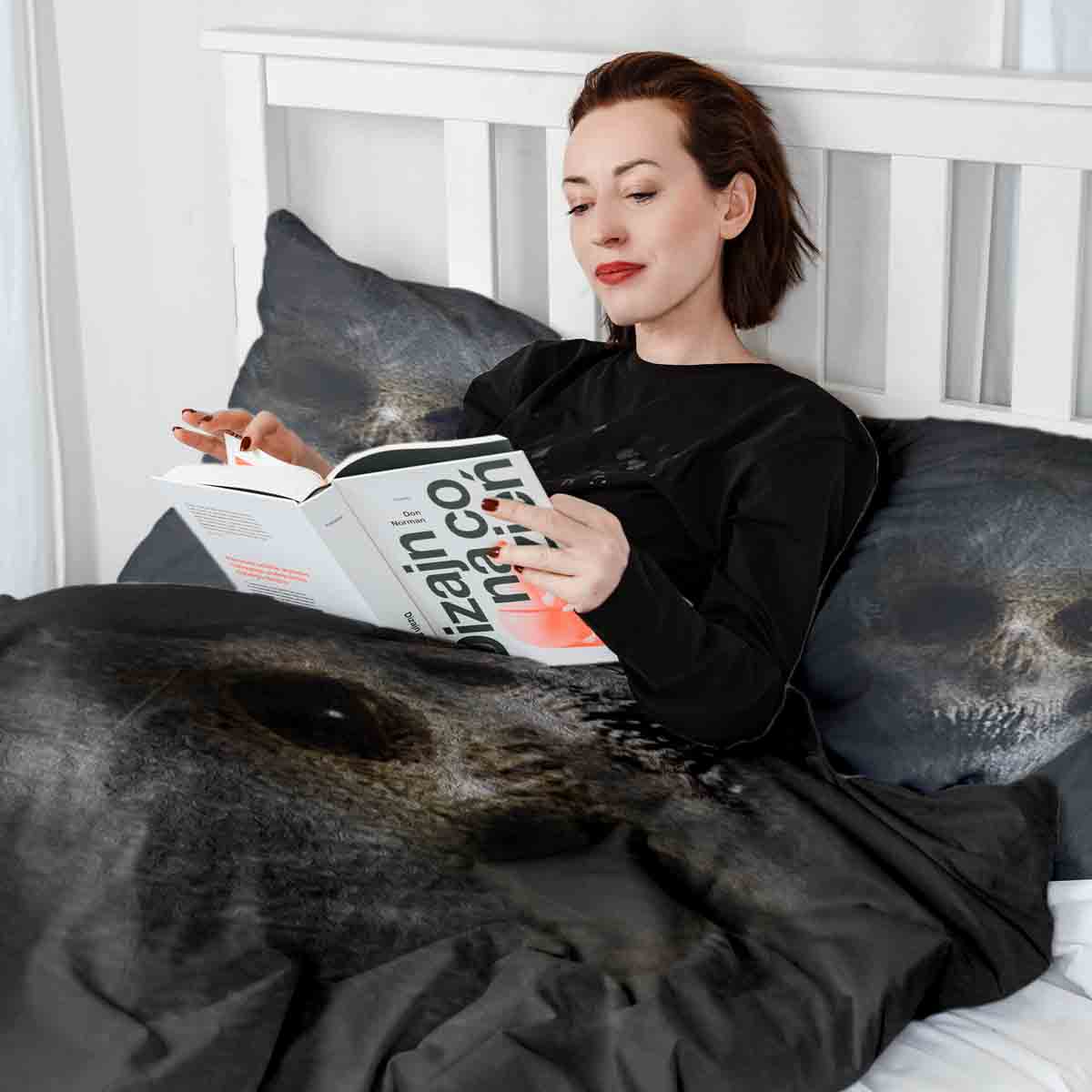 Set de ropa de cama con manta terapéutica negro terrorífico