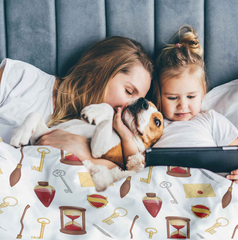Set de ropa de cama con manta terapéutica blanca Magic