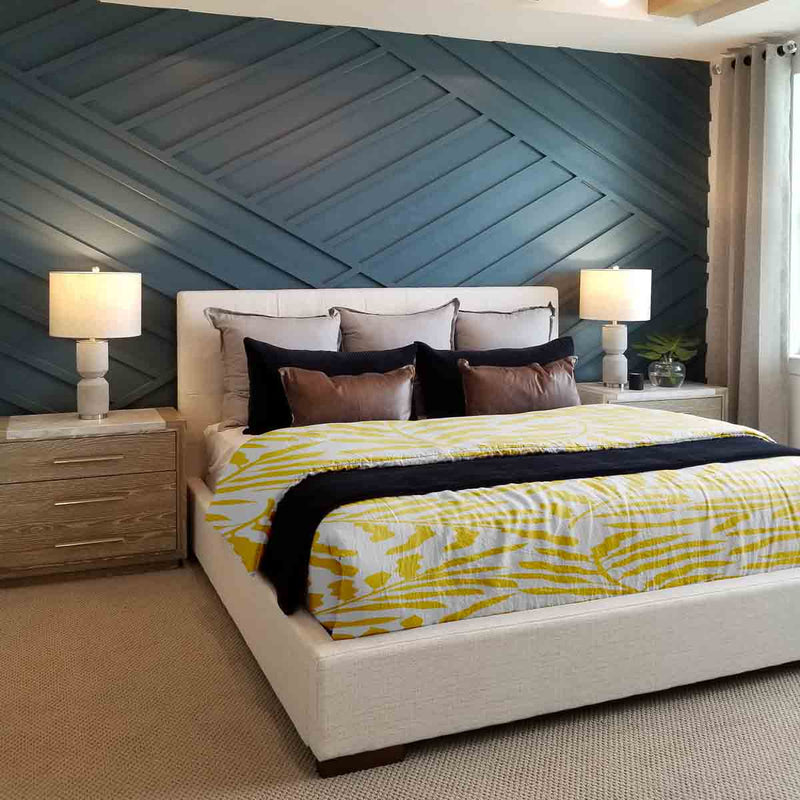 Set de ropa de cama con mantas terapéuticas y ramas amarillas