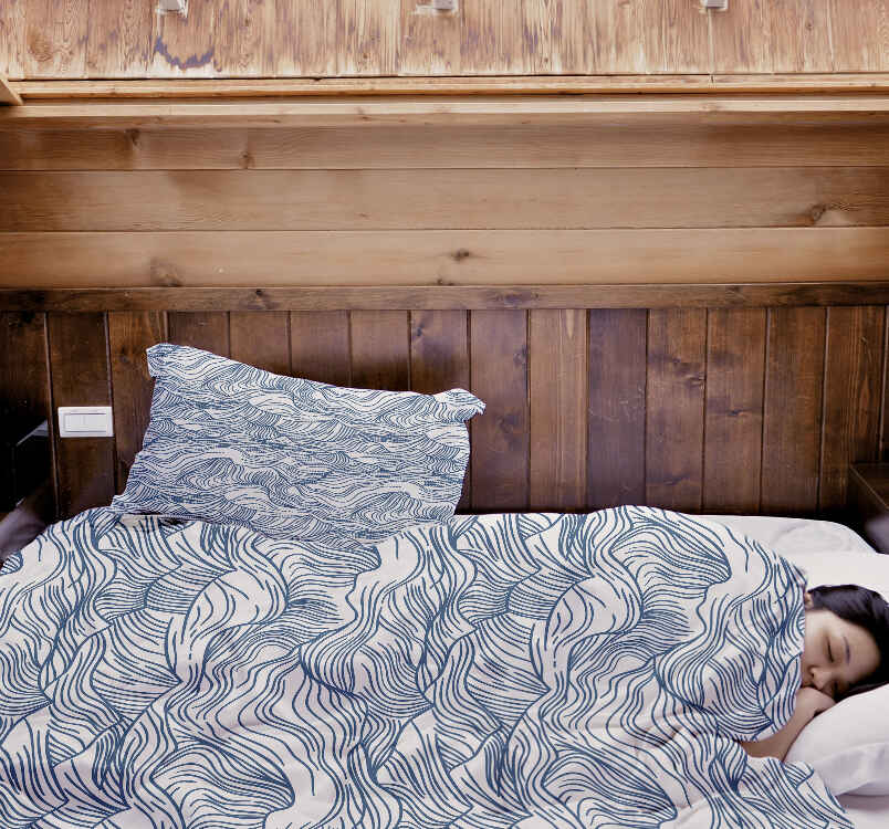 Juego de ropa de cama con manta terapéutica ondas en azul