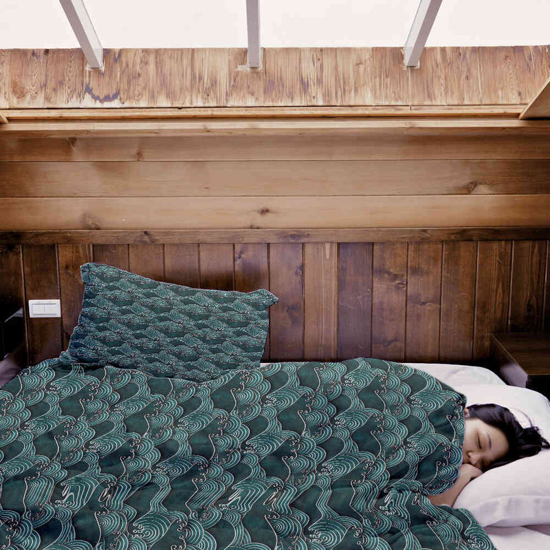 Manta terapéutica original - Funda de algodón ondas turquesa-verde