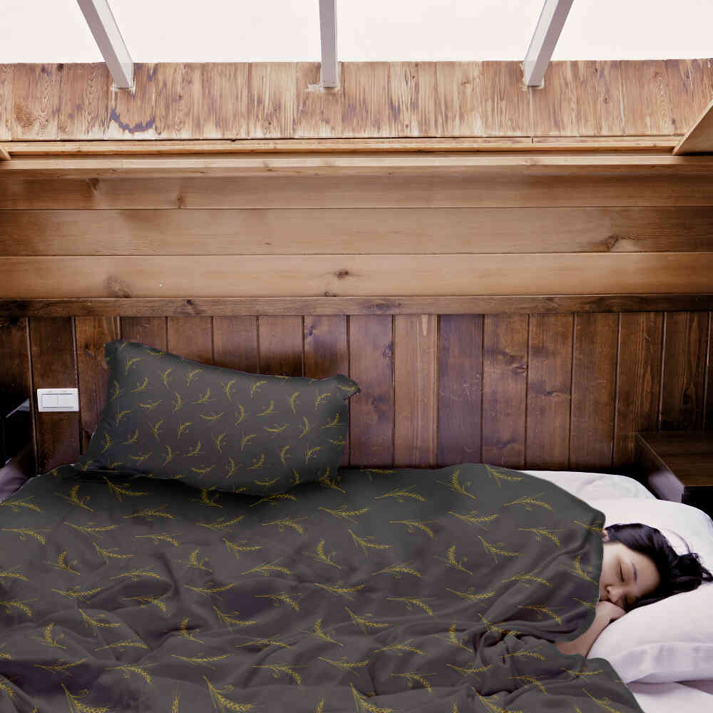 Juego de ropa de cama con manta terapéutica gris con trigo