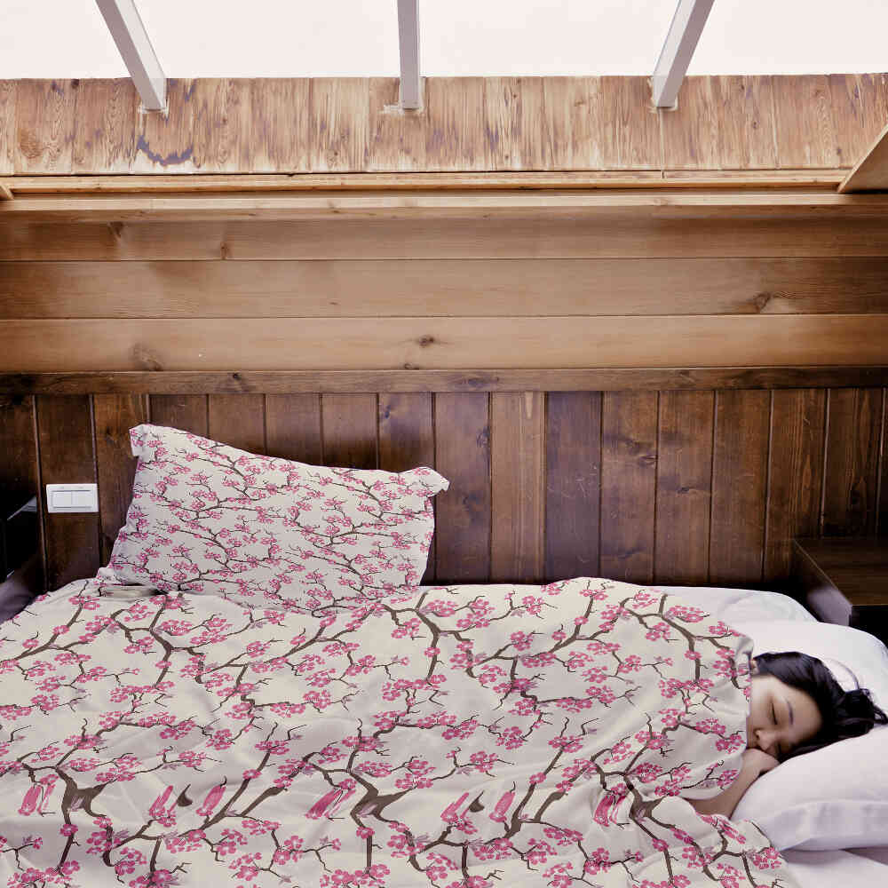 Set de ropa de cama con manta terapéutica flor de cerezo japonesa