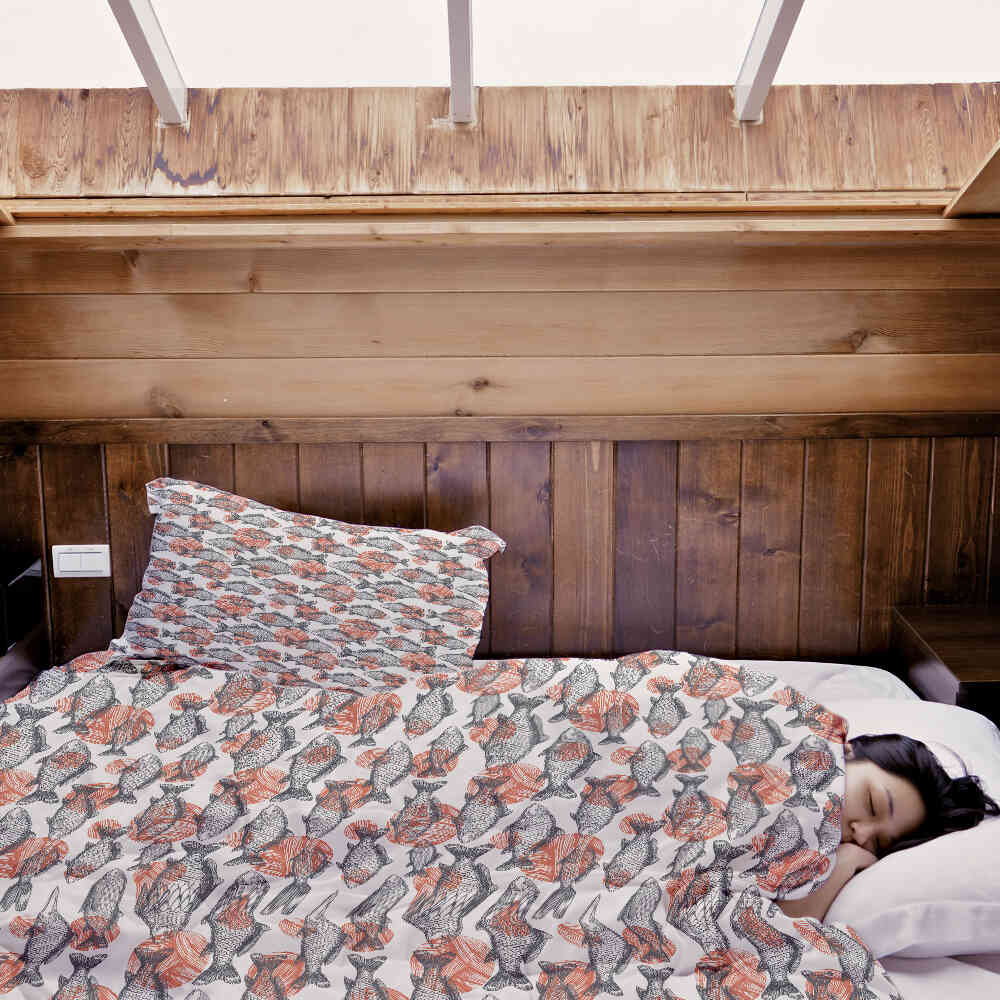 Set de ropa de cama con manta terapéutica peces grises