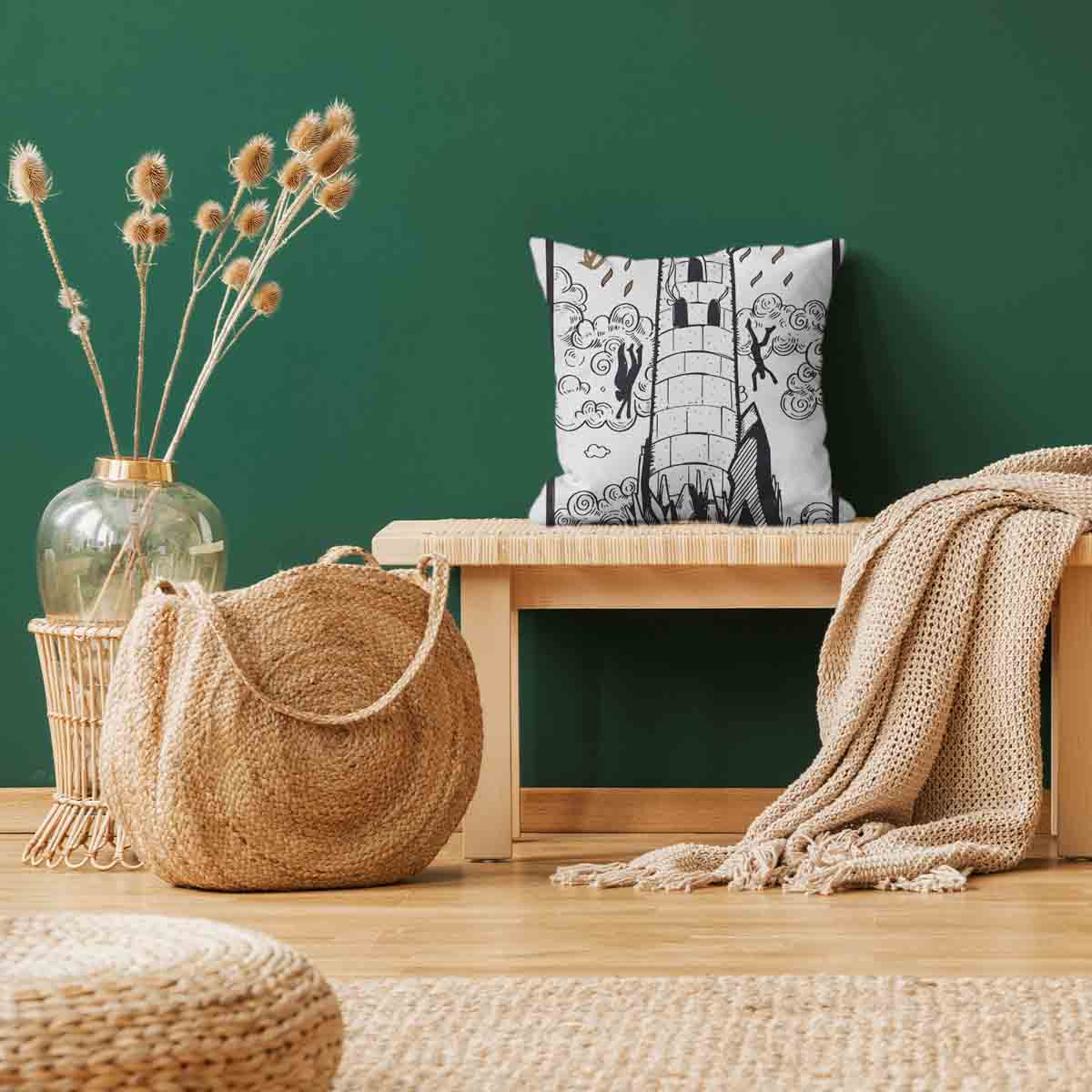 Almohada de salud blanca con torre