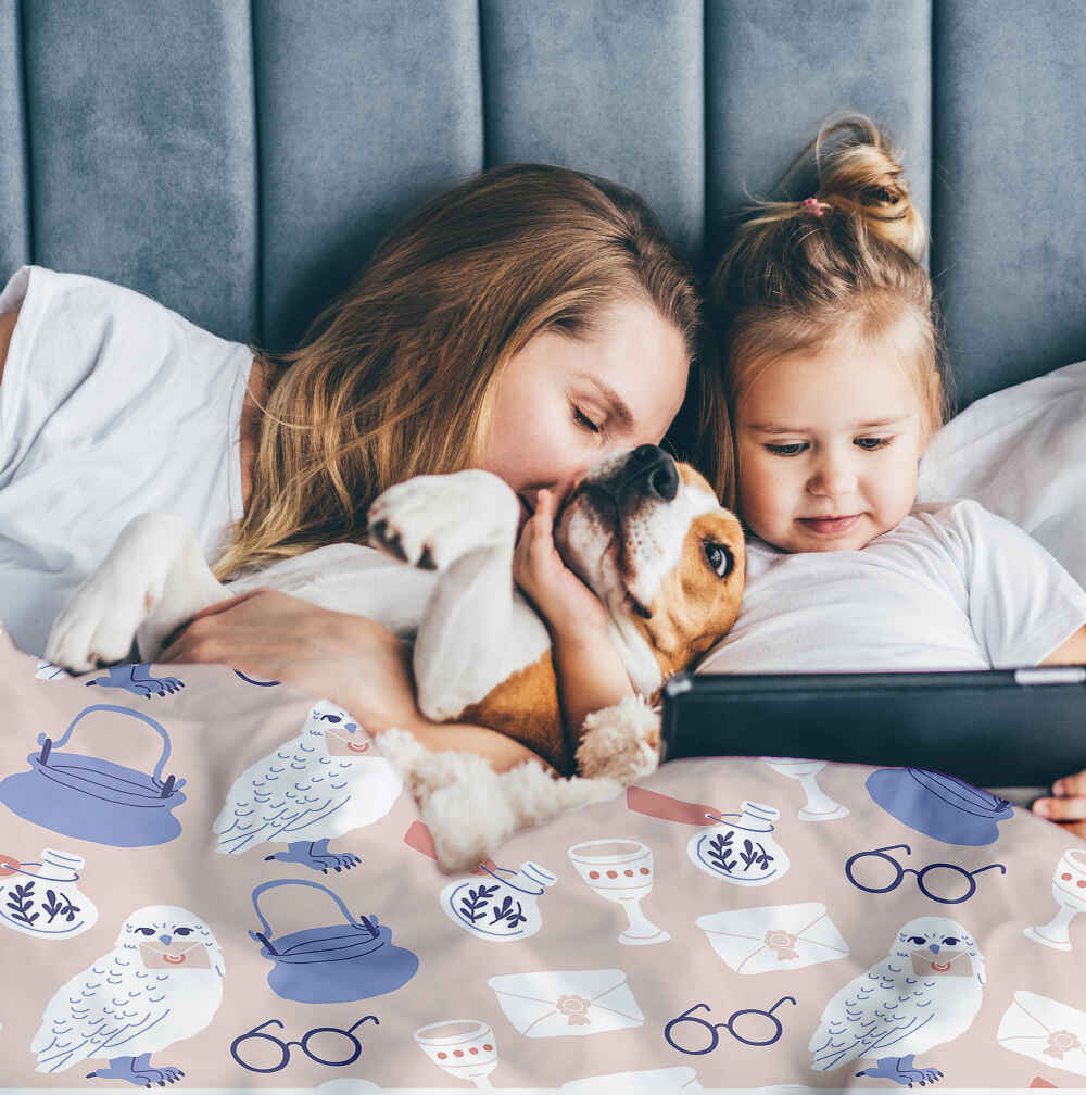 Juego de ropa de cama con manta terapéutica y búho de Harry