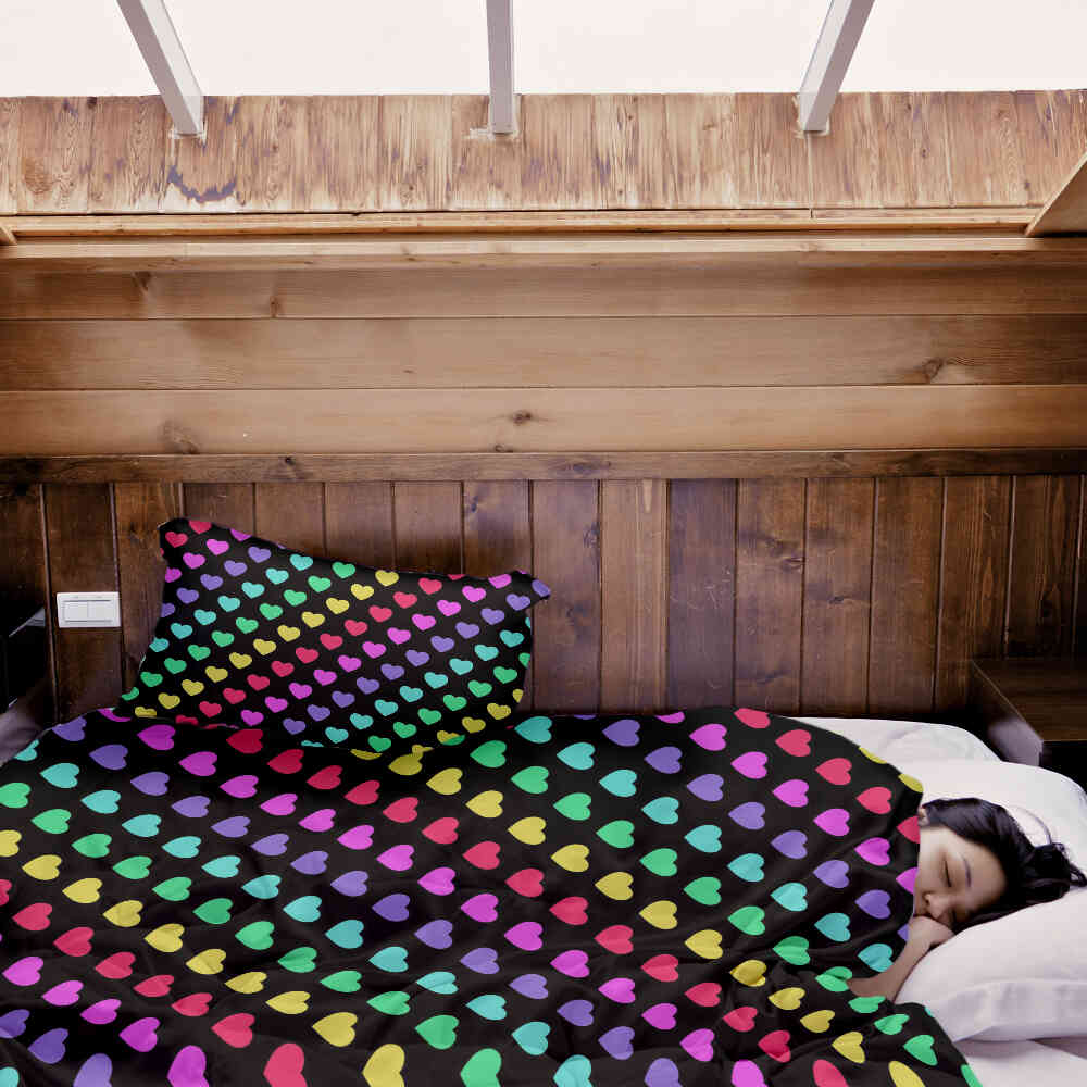 Manta terapéutica original - Funda de algodón con corazones de colores