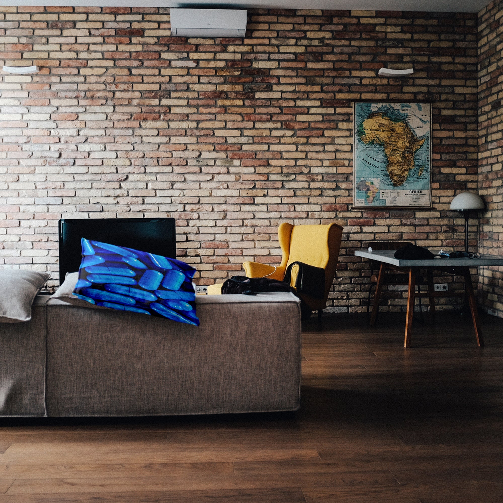 Almohada de salud azul tabletas