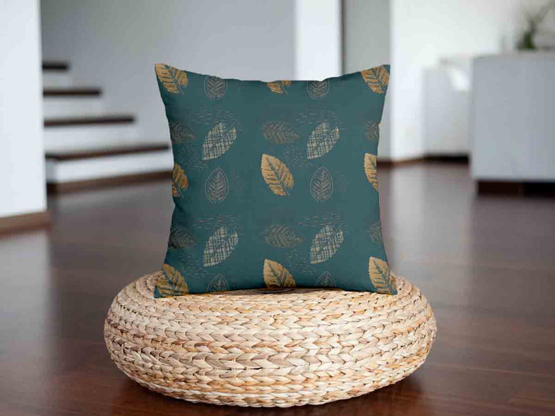 Almohada de salud verde con hoja dorada