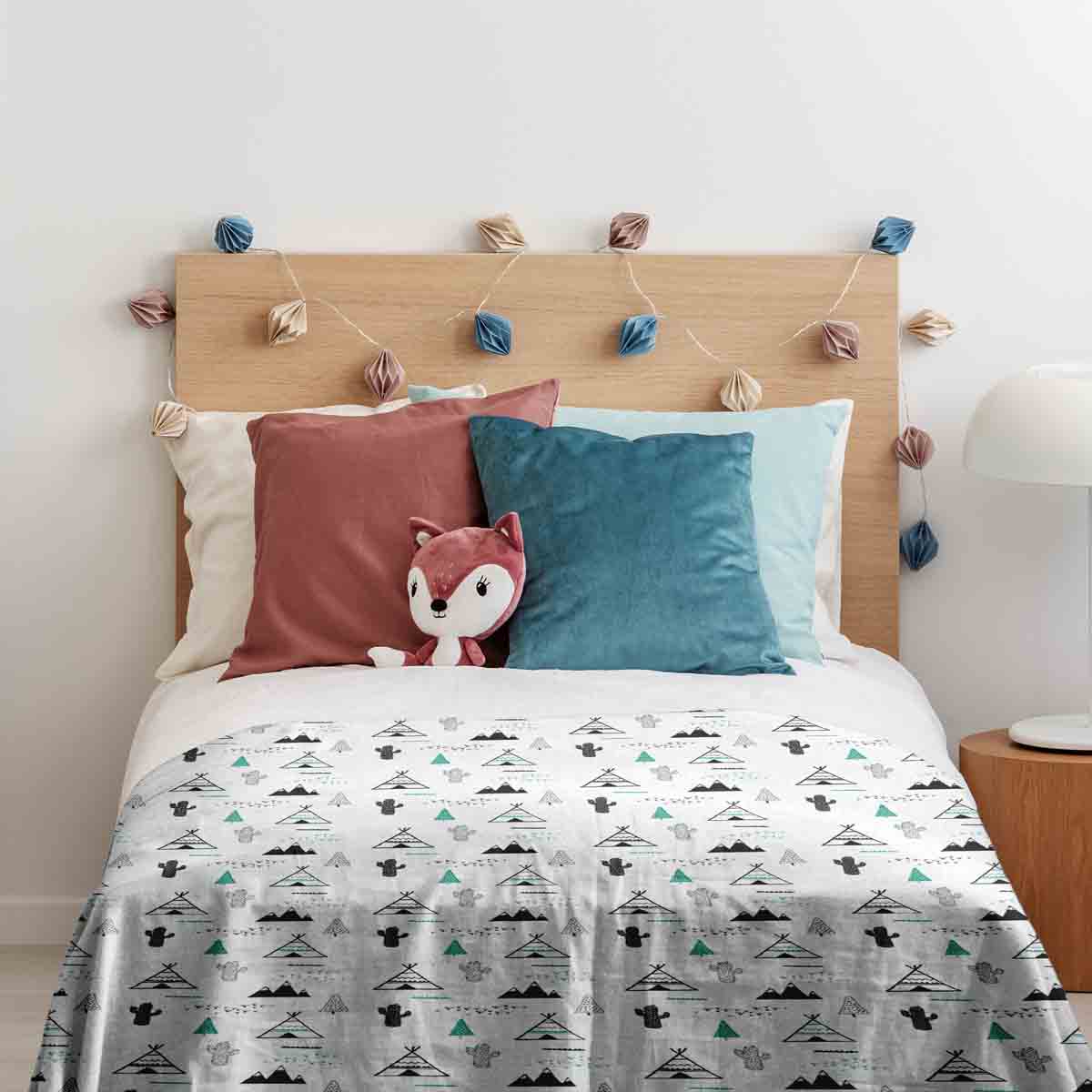 Set de ropa de cama con manta terapéutica blanca india