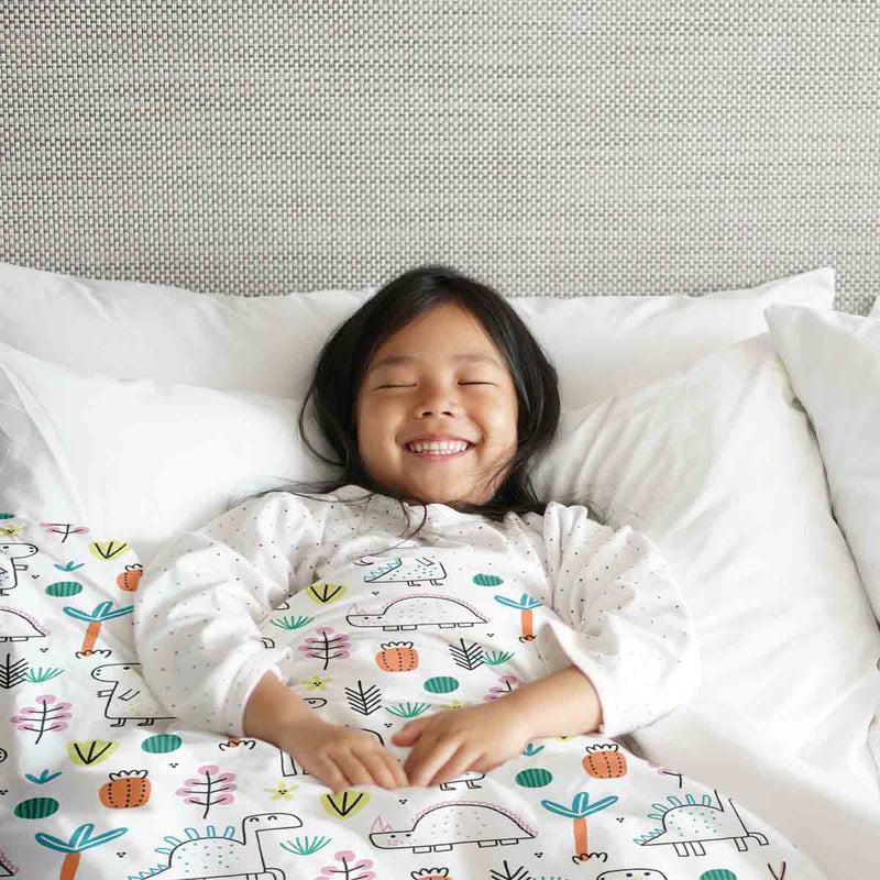 Set de ropa de cama con mantas terapéuticas y dinosaurios coloridos