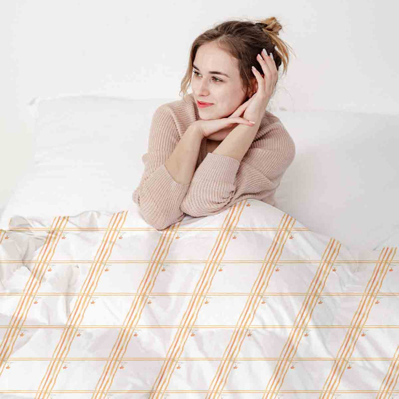 Set de ropa de cama con manta terapéutica amarillo a cuadros