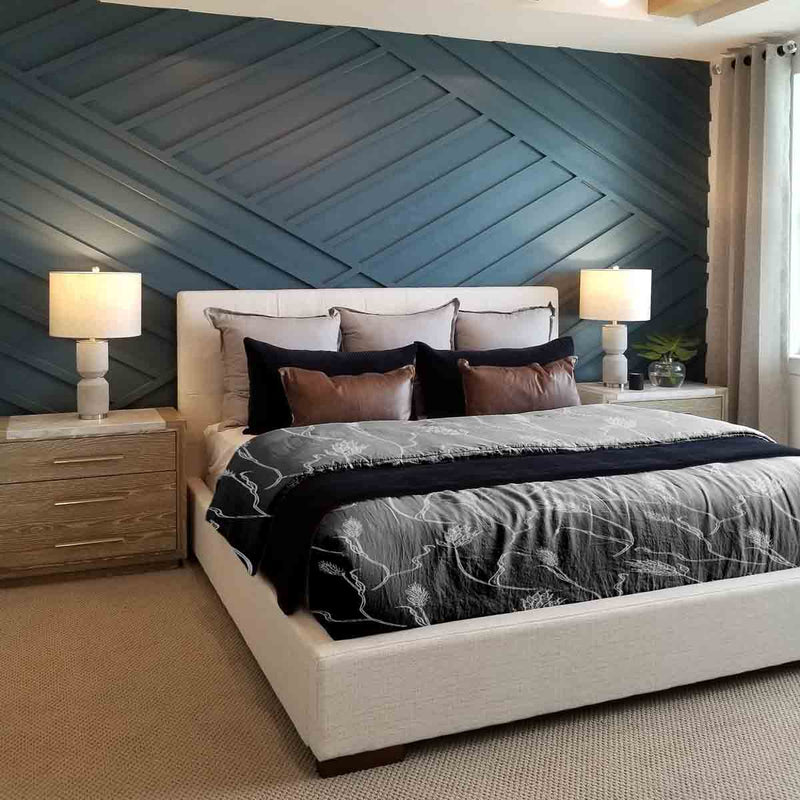 Juego de ropa de cama con manta terapéutica gris oscuro con ramas blancas