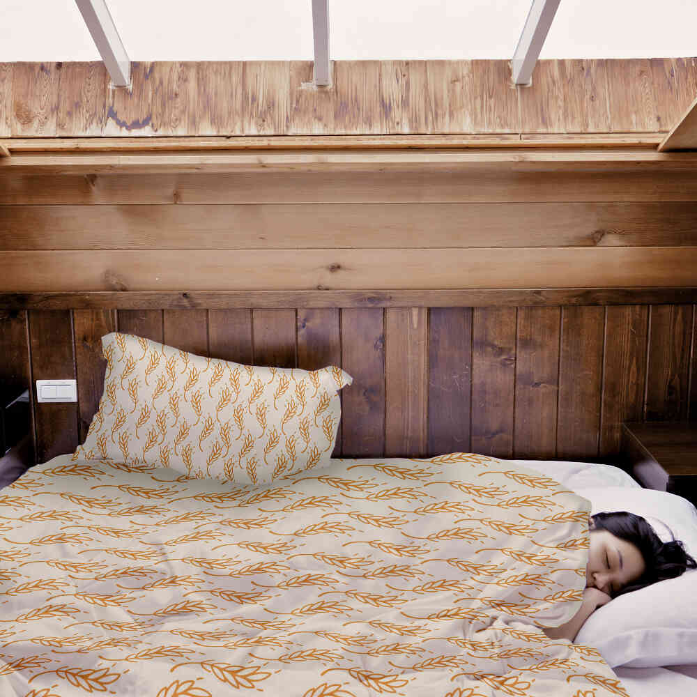 Manta terapéutica original - Funda de algodón blanca con trigo amarillo