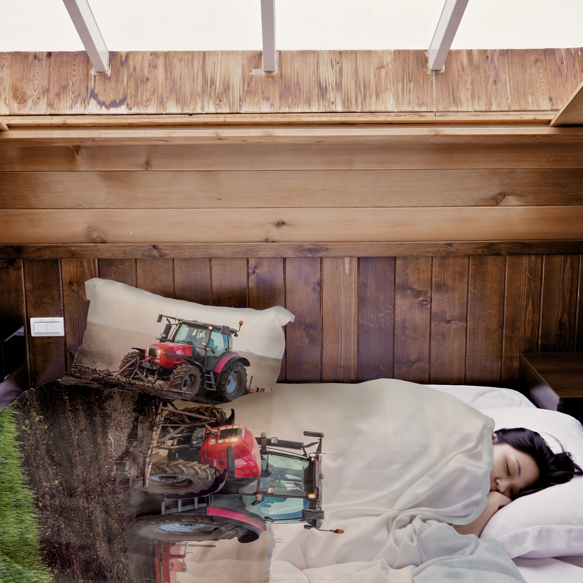 Manta terapéutica original - Funda de algodón con gran tractor