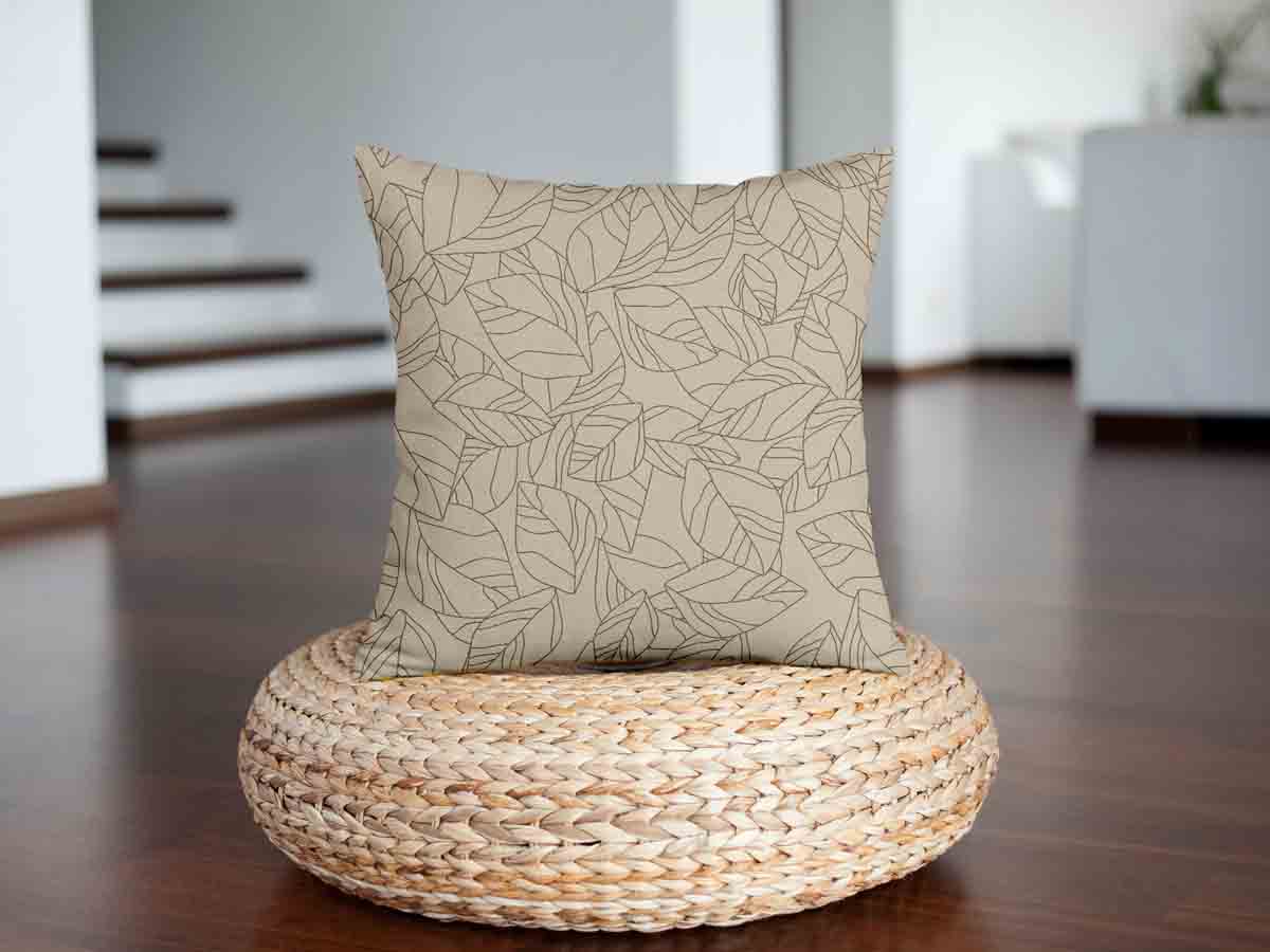 Almohada de salud beige con forma de hoja negra