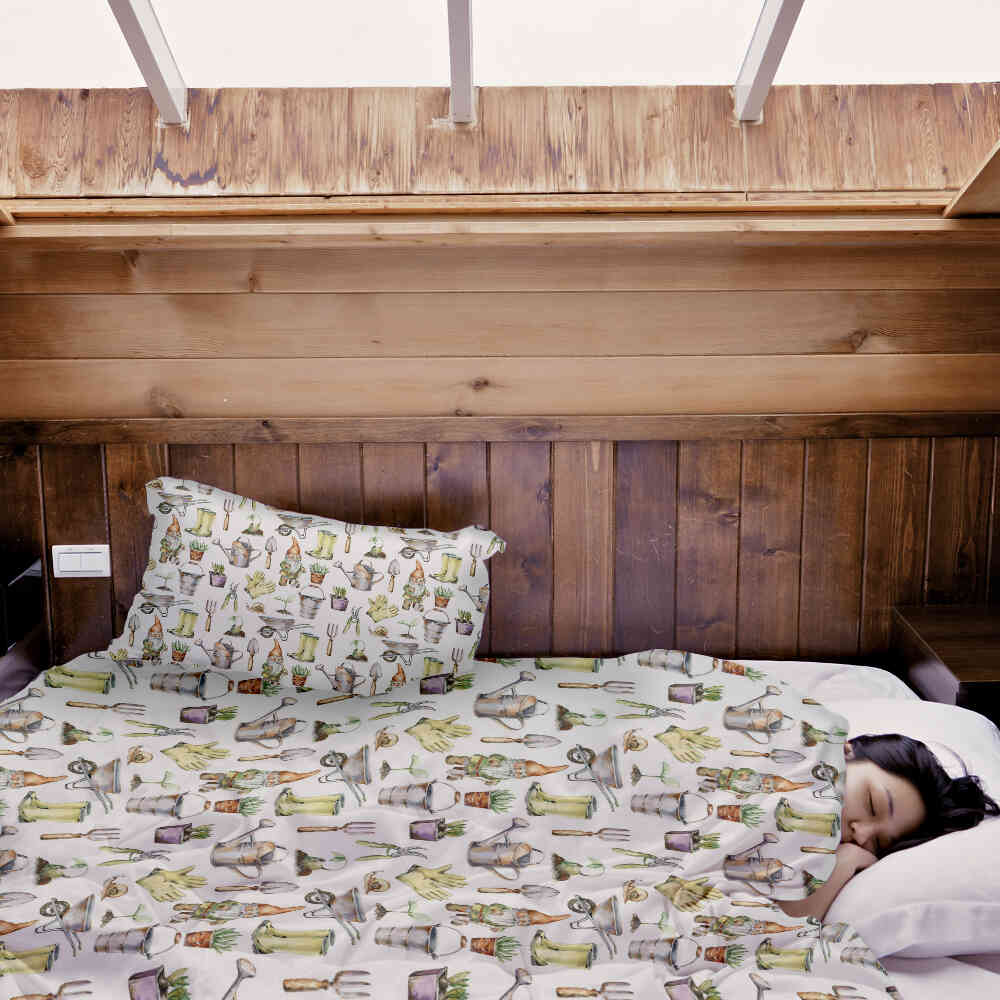 Juego de ropa de cama con manta terapéutica blanca para jardinería