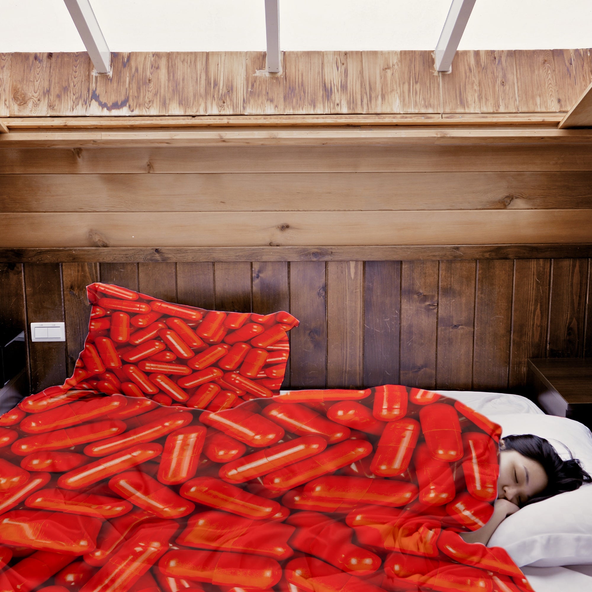 Set de ropa de cama con manta terapéutica roja Tabletten