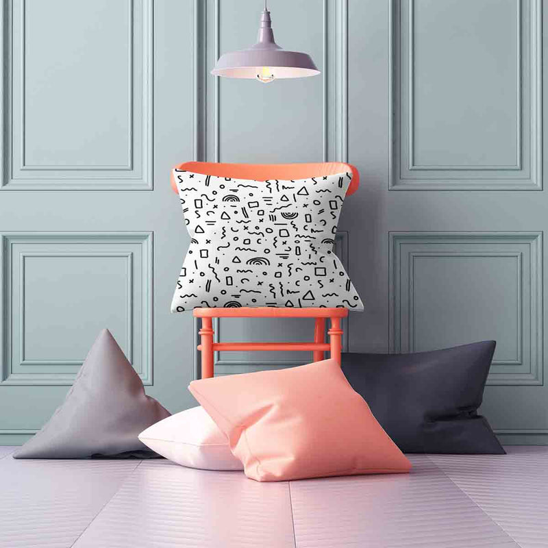Almohada de salud blanca con formas en negro