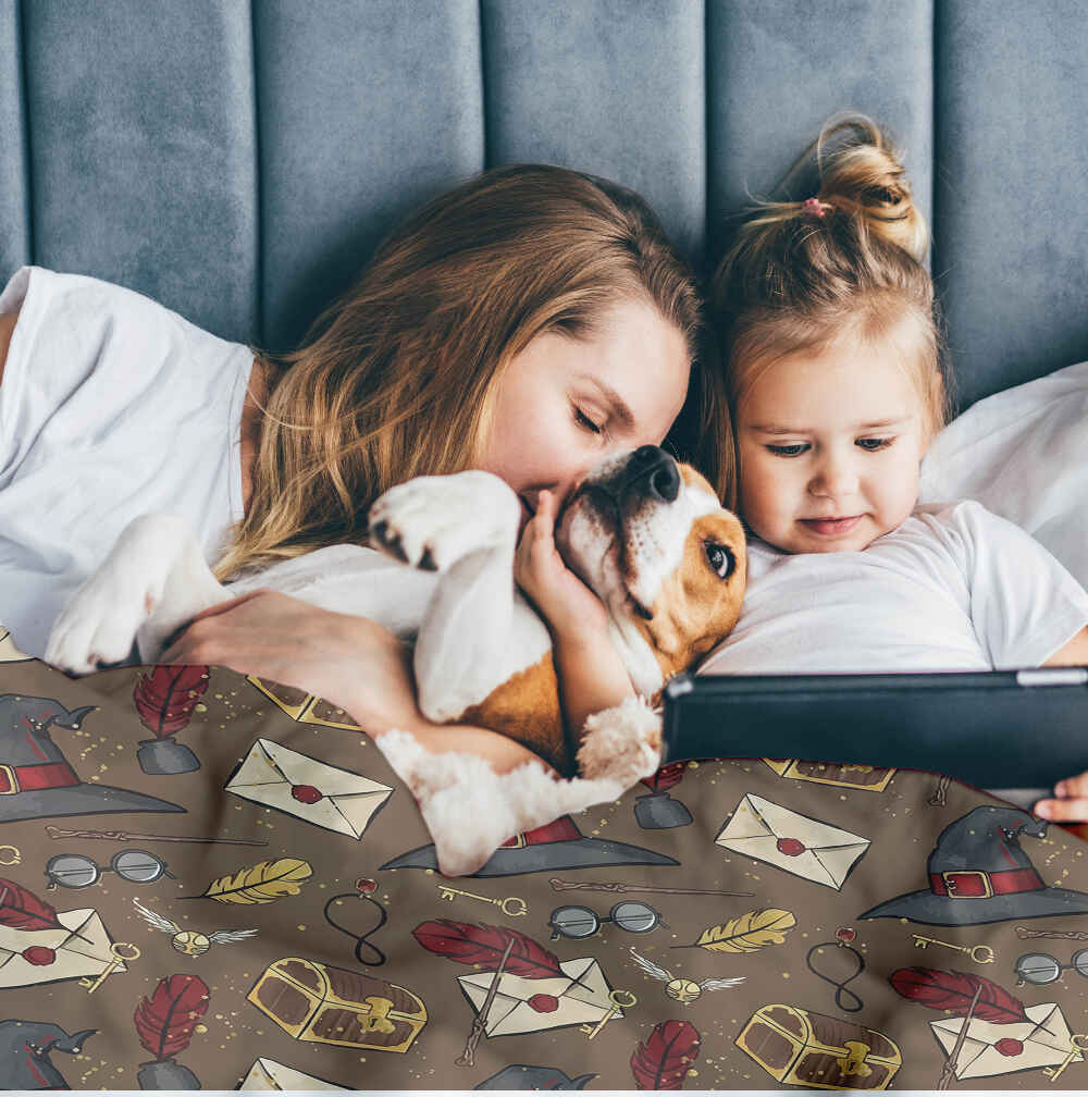 Set de ropa de cama con manta terapéutica y sombrero parlante