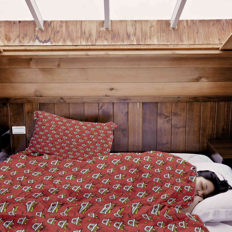 Set de ropa de cama con manta terapéutica rojo para llevar