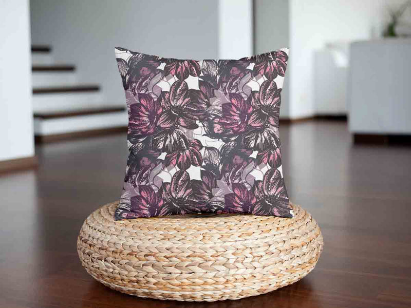Almohada de salud con mar de flores moradas