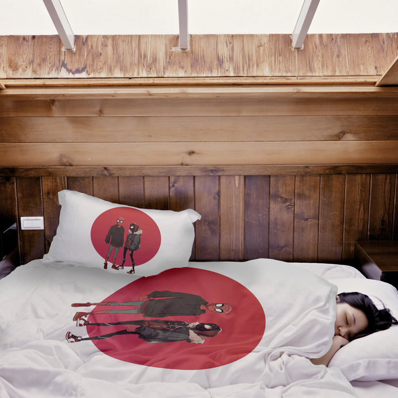 Juego de ropa de cama para terapia, blanco con Spiderman