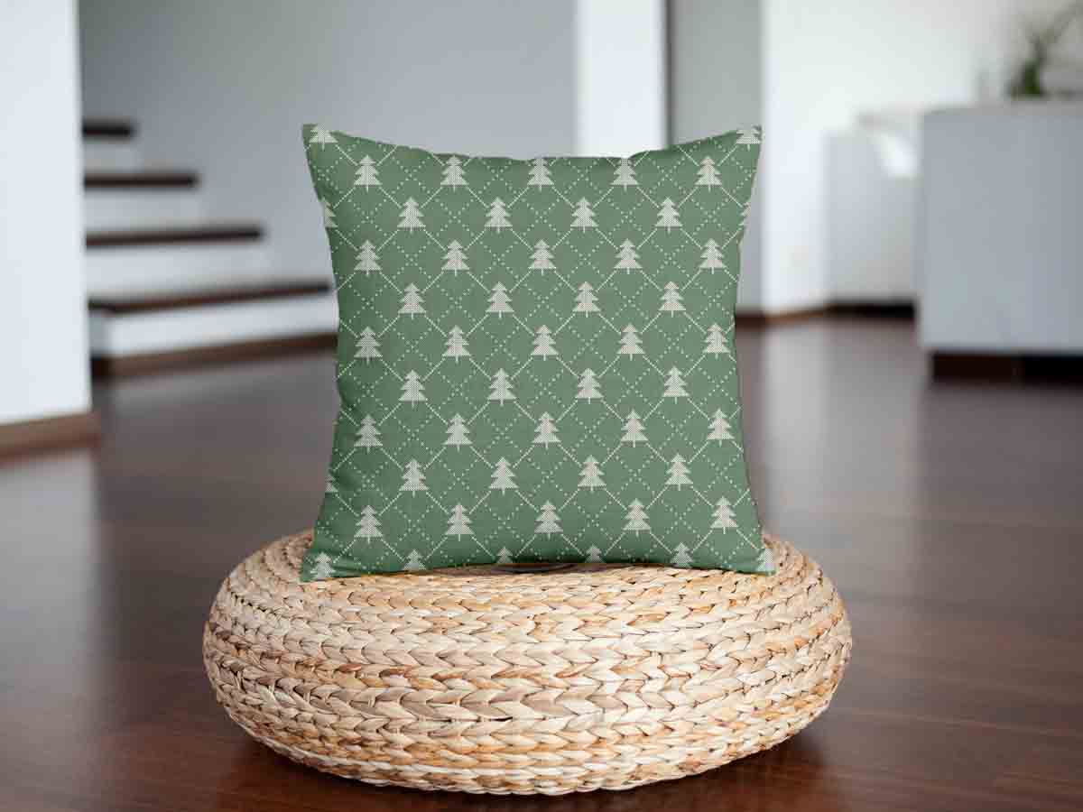 Almohada de salud verde con abetos