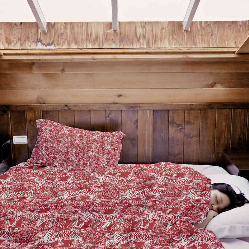 Juego de ropa de cama con manta terapéutica tigre chino