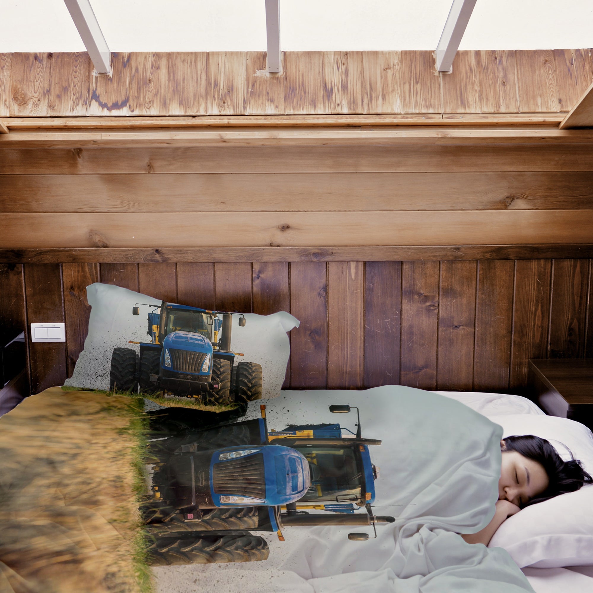 Manta terapéutica original - Funda de algodón tractor en azul