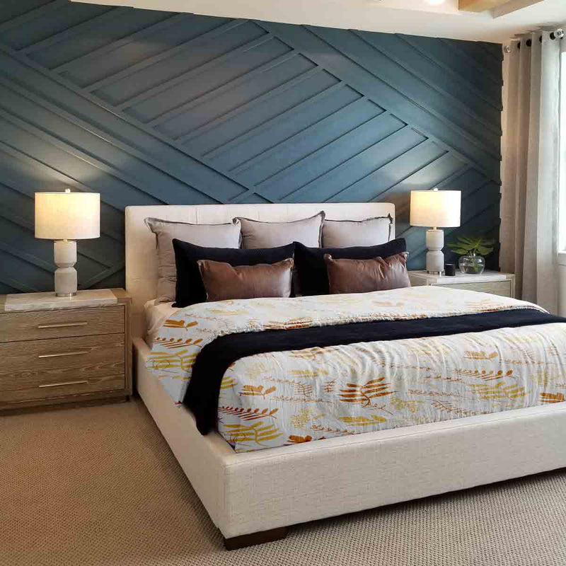 Juego de ropa de cama con mantas terapéuticas blancas con ramas otoñales