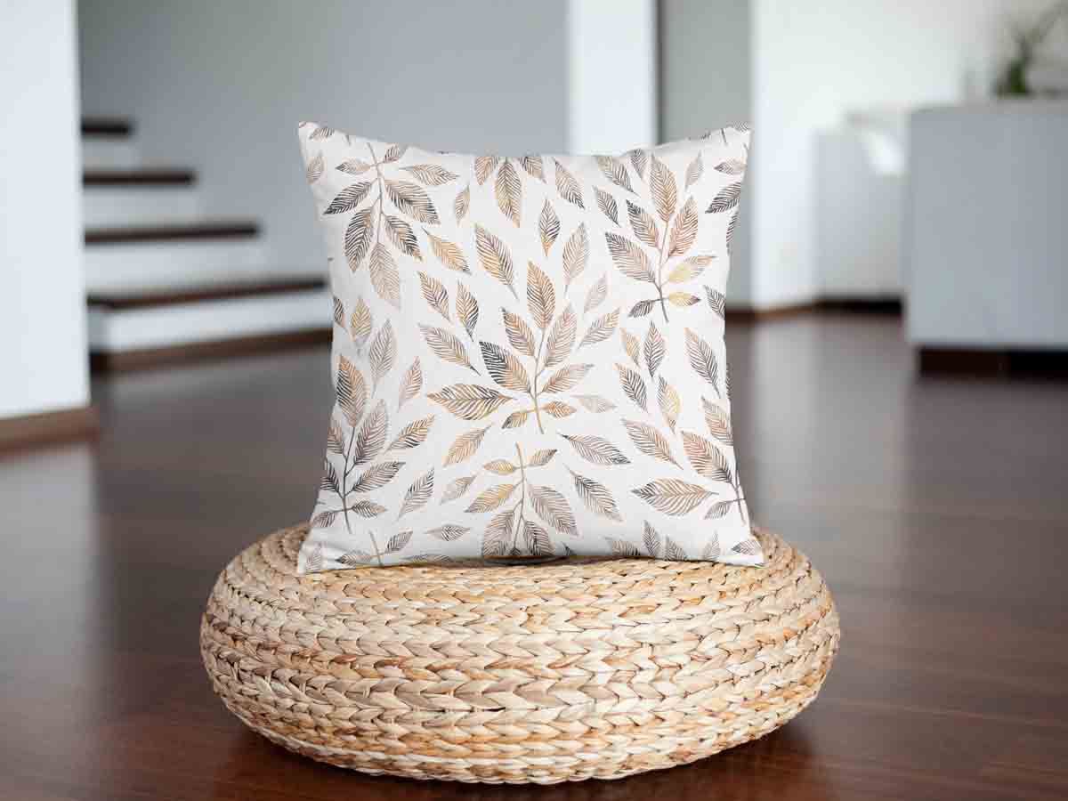 Almohada de salud blanca con ramas marrón claro