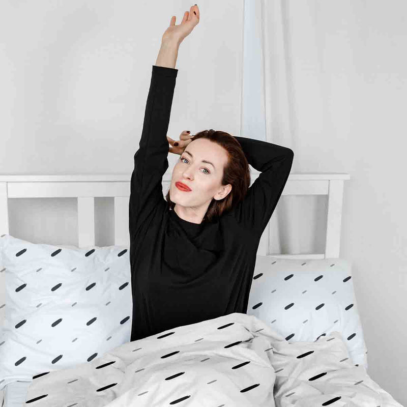 Juego de ropa de cama con manta terapéutica blanca con rayas cortas