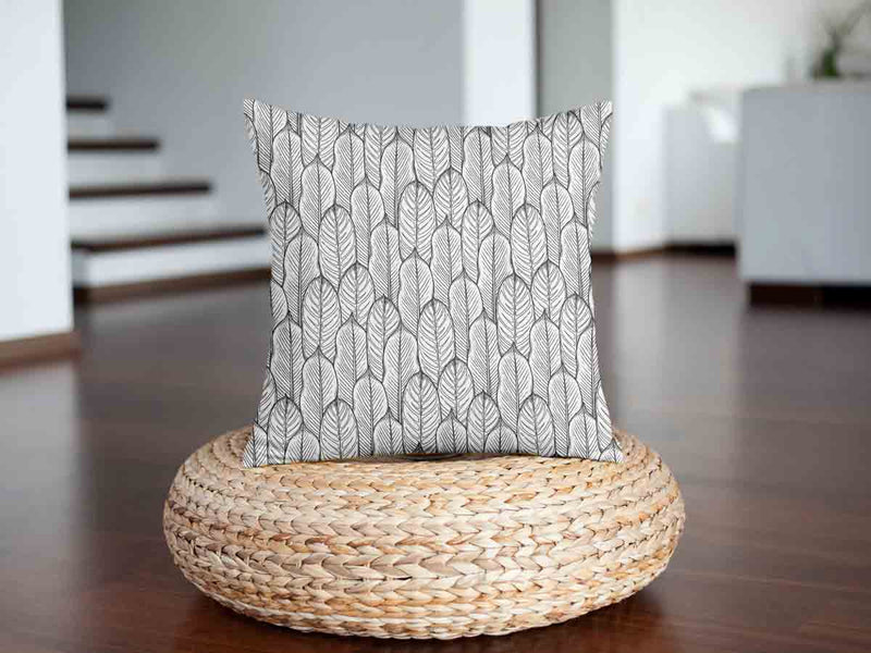 Almohada de salud gris con hojas de arce