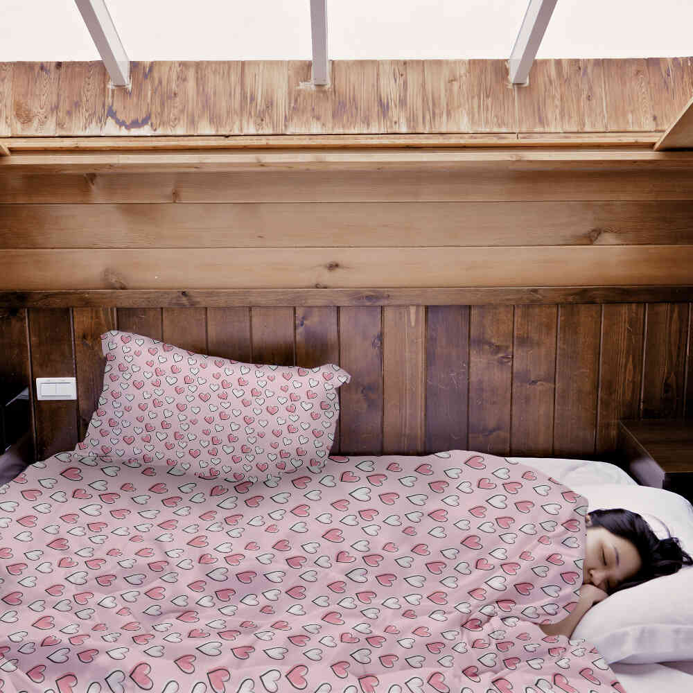 Juego de ropa de cama con mantas terapéuticas y corazones dulces