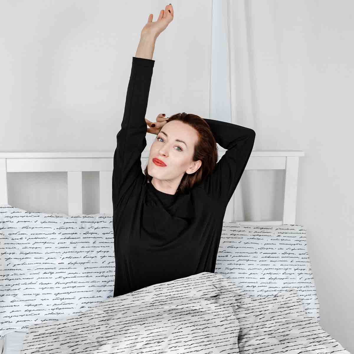 Juego de ropa de cama con manta terapéutica blanca con inscripción