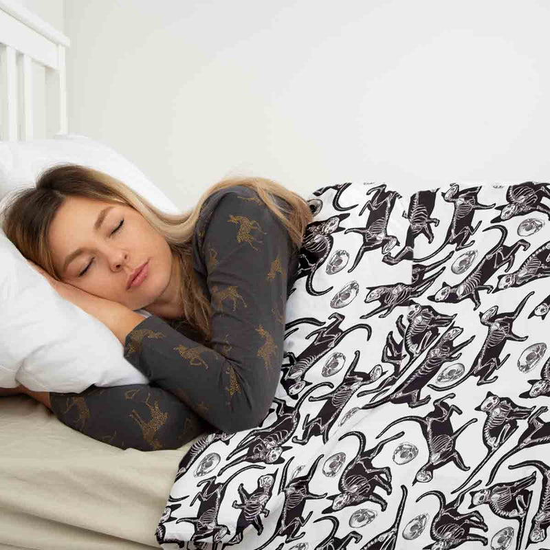 Set de ropa de cama con manta terapéutica Halloween Gato