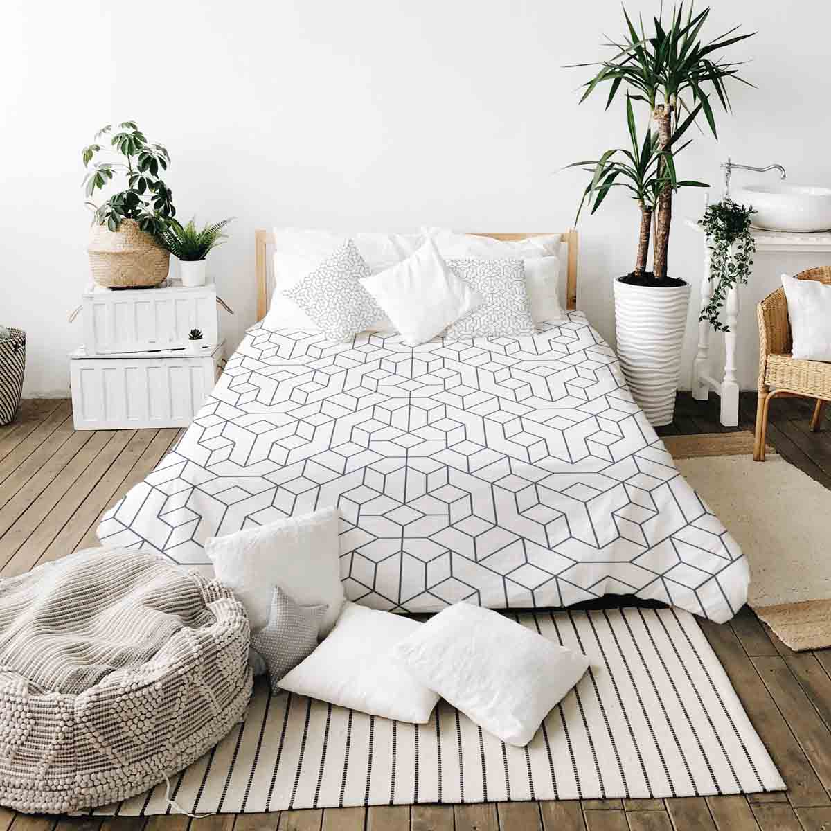 Juego de ropa de cama con mantas terapéuticas y patrón negro
