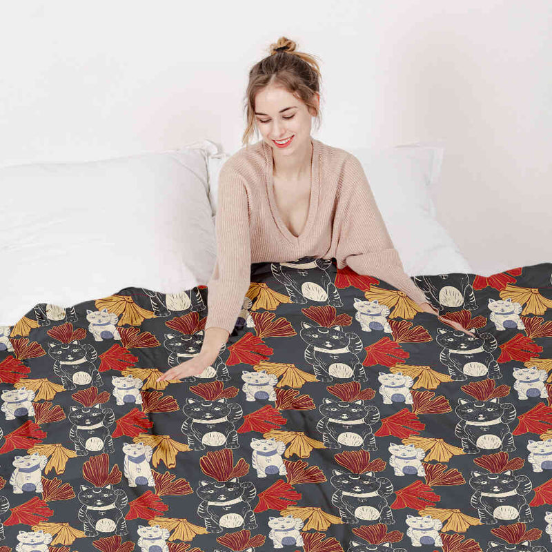 Set de ropa de cama con manta terapéutica Gato de la suerte